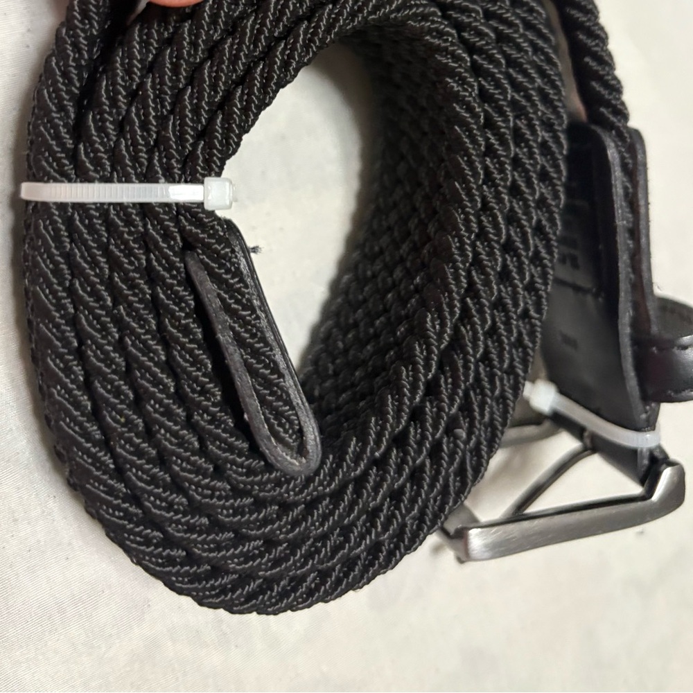 Black Woven Leather Belt - Picture 2 of 3
